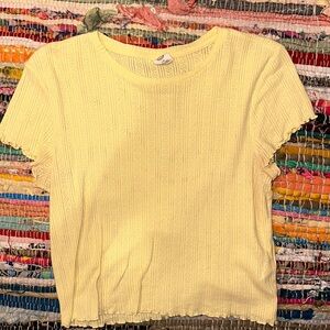 Urban Outfitters Lettuce-Edge Baby Tee Cutout Heart Pattern